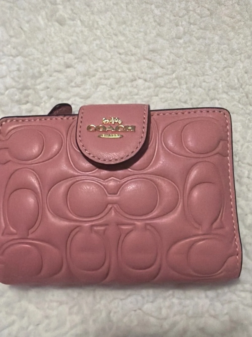 Coach Pink Embossed Leather Satchel with Matching Wallet